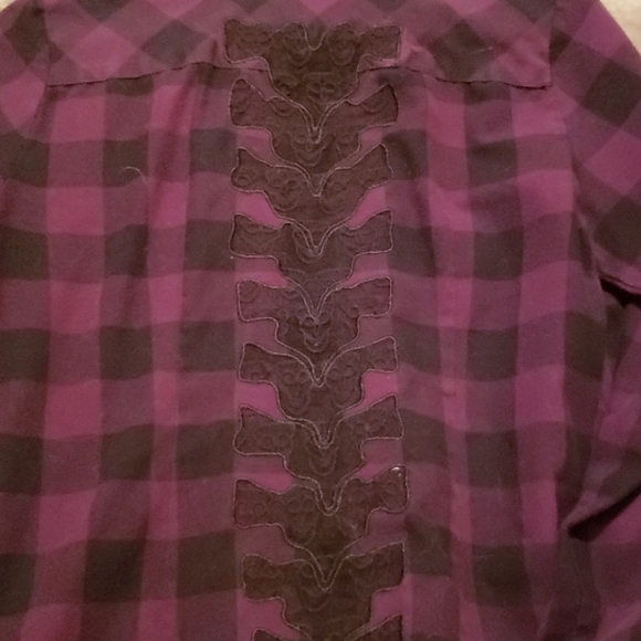 Purple plaid lace vertebrae shirt - Picture 3 of 4